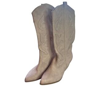 NEW Womens Dolce Vita 9 Karda Taupe Western Cowboy Boots Pointed Toe Zip